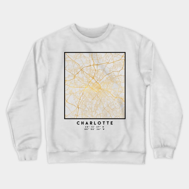 CHARLOTTE NORTH CAROLINA CITY STREET MAP ART Crewneck Sweatshirt by deificusArt